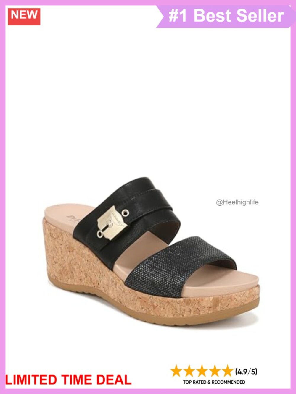Cali Vibe Wedge Sandal Faux Leather Slip On Ankle Strap